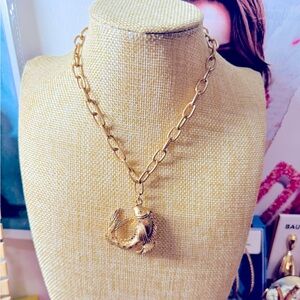 Zara rare Koi Fish paperclip pendant Necklace in Gold Tone.💛